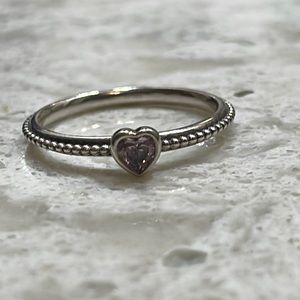 Pandora Light Pink Heart Beaded Ring 